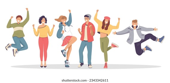 happy people. Jumping. Vector illustration