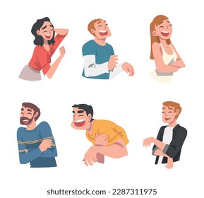 Happy People Laughing Out Loud with Joyful Face Expression Vector Set