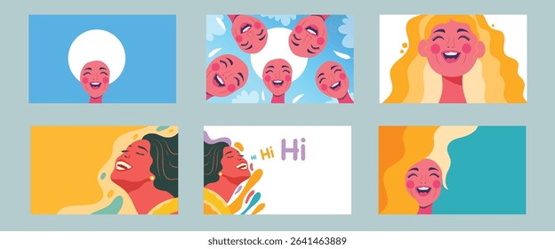 Happy People Laughing Smile Expression Bundle Set