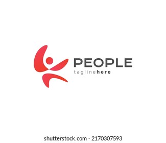 Happy People Logo Design. Abstract Human Logo for Business Logo Identity