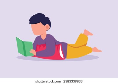 Happy people lying with pillows. Deep dream and bedtime concept. Colored flat vector illustration isolated.