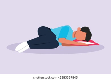 Gente feliz con almohadas. El concepto de sueño profundo y de acostarse. Ilustración vectorial plana de color aislada.