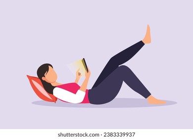 Happy people lying with pillows. Deep dream and bedtime concept. Colored flat vector illustration isolated.