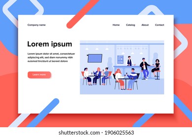 Happy people meeting in pub or bar for dinner, drinking and eating isolated flat vector illustration. Cartoon friends sitting in cafe with wine. Weekend and lifestyle concept
