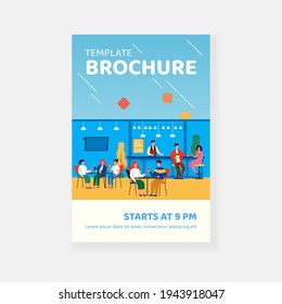 Happy people meeting in pub or bar for dinner, drinking and eating isolated flat vector illustration. Cartoon friends sitting in cafe with wine. Weekend and lifestyle concept