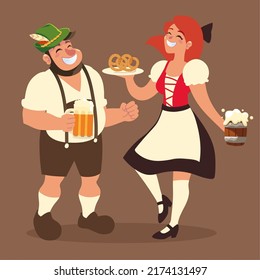 happy people oktoberfest beer and snacks