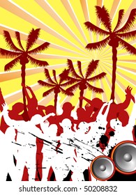 happy people on summer background - vector