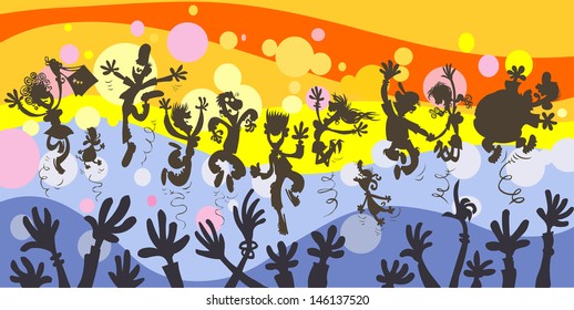 Happy people party. All in separated layers.