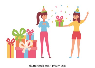 Happy people at the party. Celebration. Vector illustration isolated on white background.