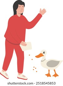 Happy People with Pet Illustration. Isolated Vector Character in Flat Design.