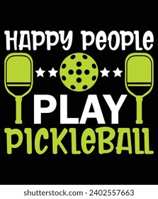 "Happy people play pickleball" EPS Vector File