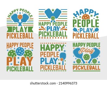 Happy People Play Pickleball Printable Vector Illustration