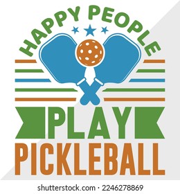 Happy People Play Pickleball SVG Printable Vector Illustration