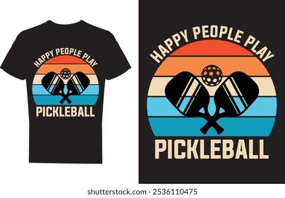 Happy People Play Pickleball T shirt design Vector Illustration