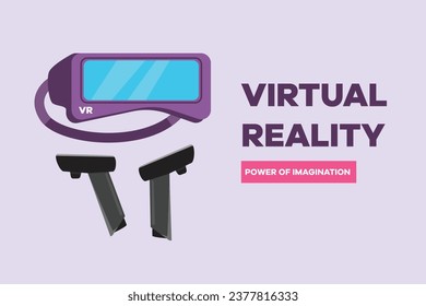 Happy people playing virtual game. Virtual game  concept. Colored flat vector illustration isolated.