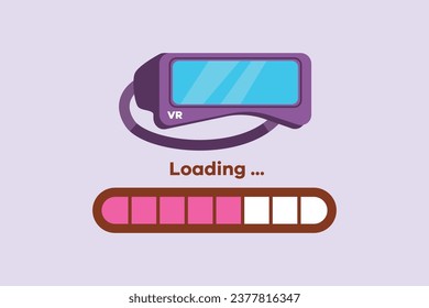 Happy people playing virtual game. Virtual game  concept. Colored flat vector illustration isolated.