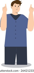Happy People Pointing Character with Flat Cartoon Design. Vector Illustration