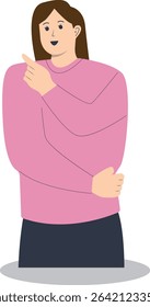 Happy People Pointing Character with Flat Cartoon Design. Vector Illustration