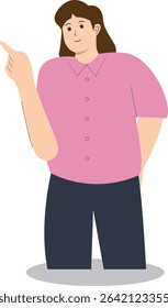 Happy People Pointing Character with Flat Cartoon Design. Vector Illustration