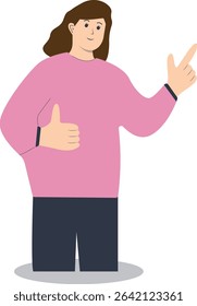 Happy People Pointing Character with Flat Cartoon Design. Vector Illustration