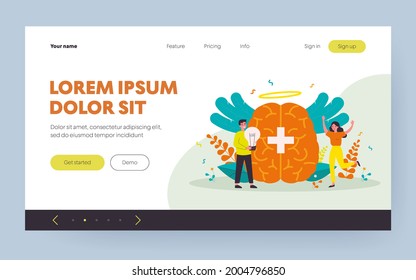 Happy people with positive vision and philosophy of life isolated flat vector illustration. Abstract thought and mind power to health improvement. Brain and dream control strategy concept