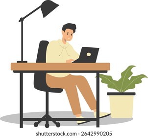 Glückliche Leute Programmierer arbeiten zu Hause. Vektorgrafik