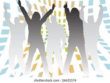 Happy people silhouettes