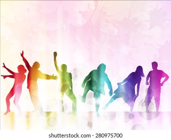 Happy people silhouettes with background
