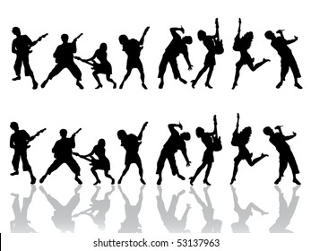 happy people silhouettes - vector