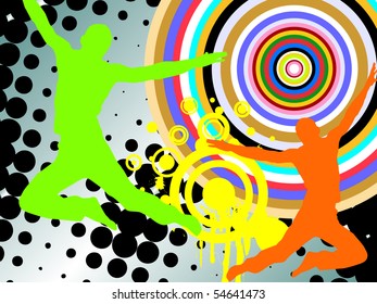 happy people silhouettes - vector