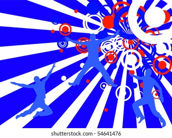 happy people silhouettes - vector