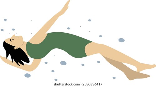 Happy People Swimming Illustration on White Background. Vector Cartoon Character Design