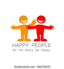 Happy people - template mark. The idea of social logo.