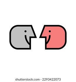 Glückliche Menschen, zwei abstrakte menschliche Profile. Symbol für Therapie, Coaching, Psychologie. Logo für psychische Gesundheit. Vektorsymbol