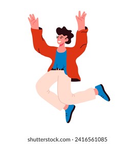 Happy people vector illustration. Winners maintain merry and joyful disposition, spreading happiness around Funny and carefree, happy people know how to celebrate and enjoy life A cheerful character