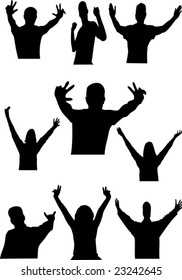 Happy people vector silhouette