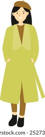Happy People Walking in Autumn Illustration. Flat Vector Character Design