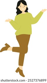 Happy People Walking in Autumn Illustration. Flat Vector Character Design