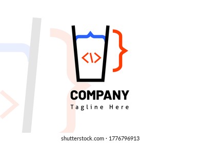 happy people web code illustration logo template for developer, marketplace, software, team, technology, fin tech, coder, website, programmer, studio professional