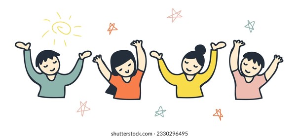 Happy people wellness health concept collection. Perfect for tee, stickers, poster, banner. Isolated vector illustration.