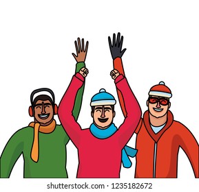 Happy people in winter