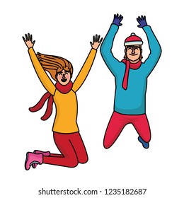 Happy people in winter