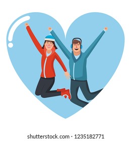 Happy people in winter