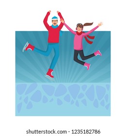 Happy people in winter
