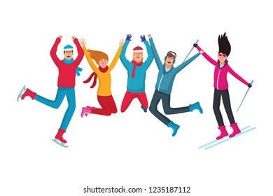Happy people in winter