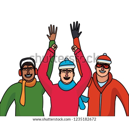 Happy people in winter