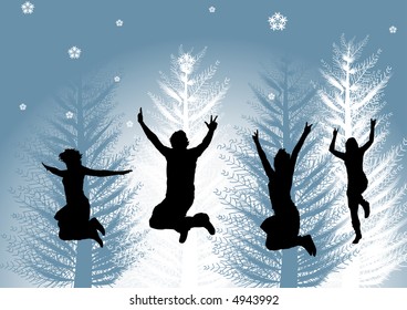 happy people in winter time