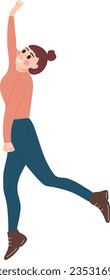 Happy People Woman Celebrating and Jumping Party Character Illustration Graphic Cartoon Art Card