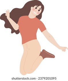 Happy People Woman Celebrating and Jumping Party Character Illustration Graphic Cartoon Art Card