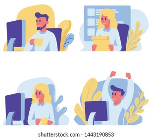 the happy people working in the office